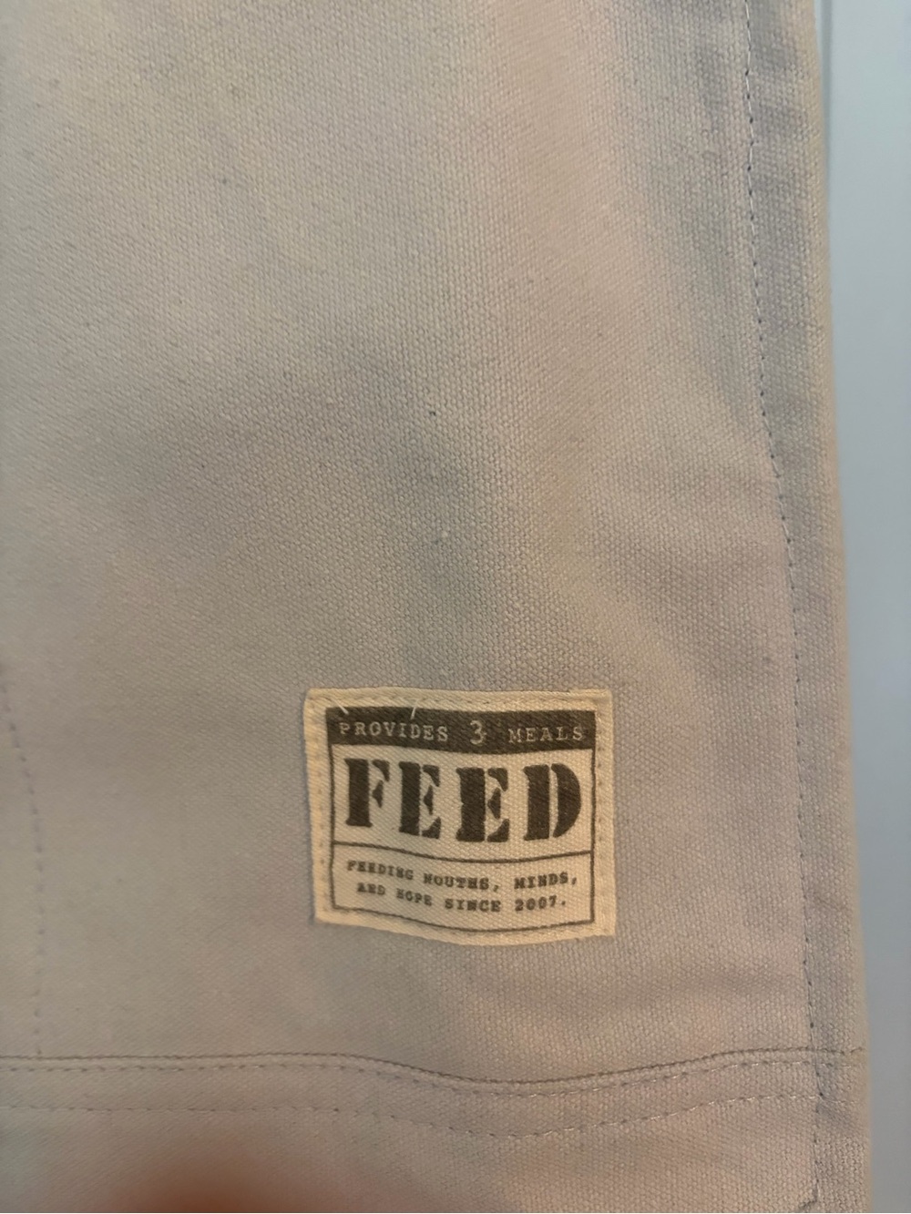 FEED Canvas Tote Bag with Brown Straps - Beige - Picture 2 of 6